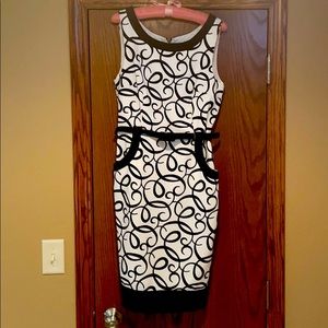 Women’s black and white print spring dress, 8